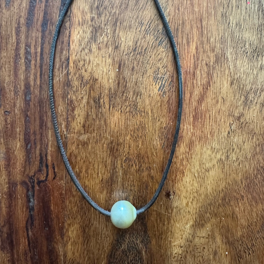 South Seas Pearl on Leather Necklace